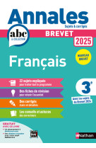 Annales brevet français 2025 - corrigé