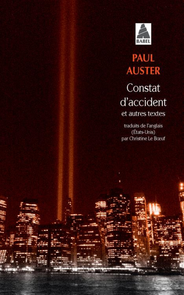 CONSTAT D-ACCIDENT - AUSTER PAUL - ACTES SUD