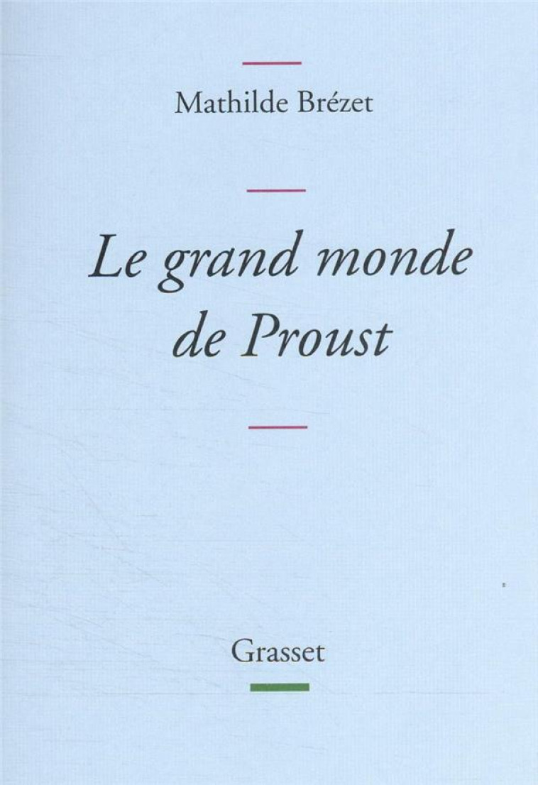 LE GRAND MONDE DE PROUST - DIC - BREZET MATHILDE - GRASSET