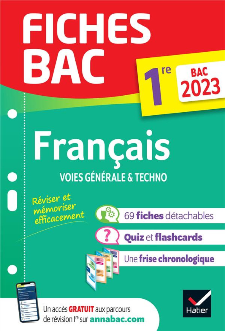 FICHES BAC FRANCAIS 1RE GENERA - BERNARD/MARECHAL - HATIER SCOLAIRE