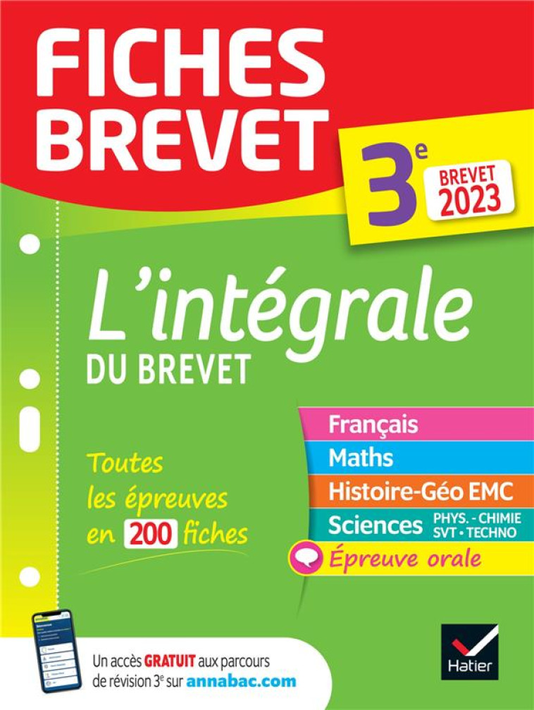 FICHES BREVET L-INTEGRALE DU B - COLLECTIF - HATIER SCOLAIRE