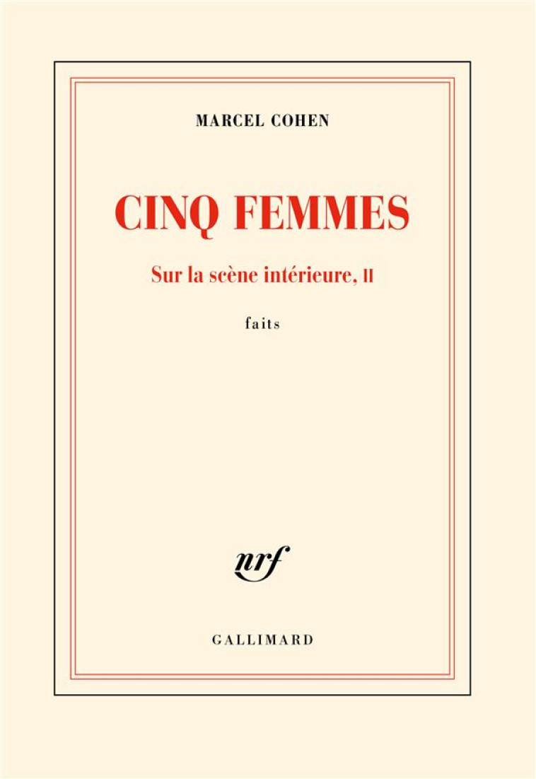 CINQ FEMMES - SUR LA SCENE INT - COHEN MARCEL - GALLIMARD