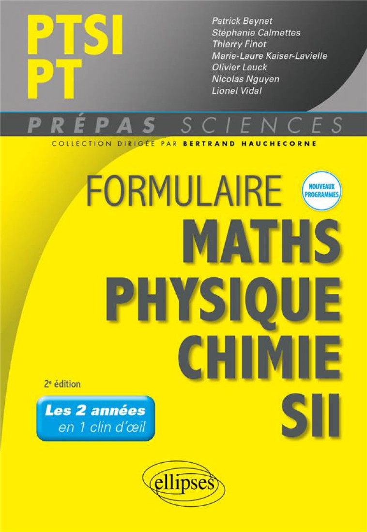 FORMULAIRE PTSI/PT - MATHS - P - BEYNET/CALMETTES - ELLIPSES MARKET