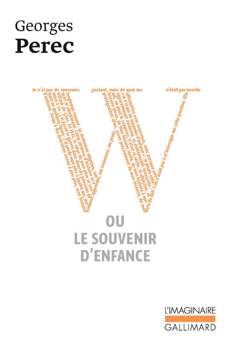 W OU LE SOUVENIR D-ENFANCE - PEREC GEORGES - GALLIMARD