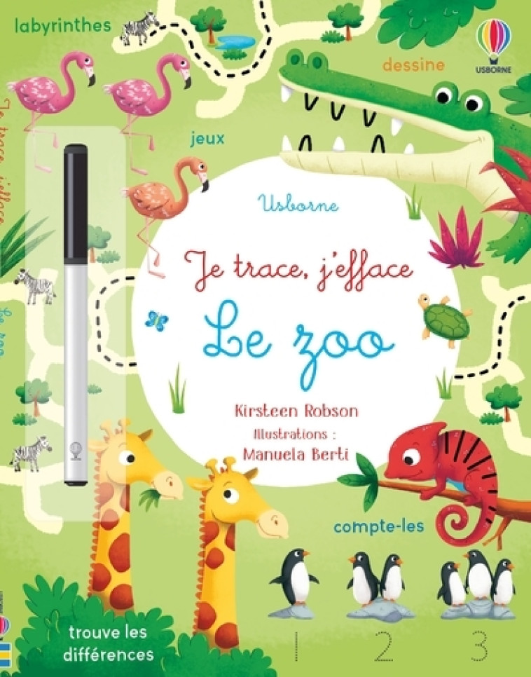 Le zoo - Je trace, j'efface - Kirsteen Robson - USBORNE